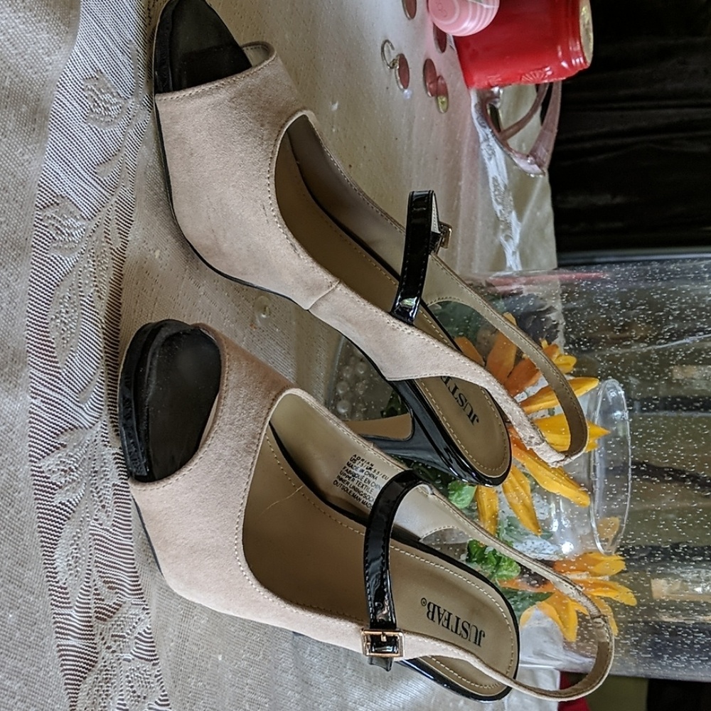 Beige & black heels